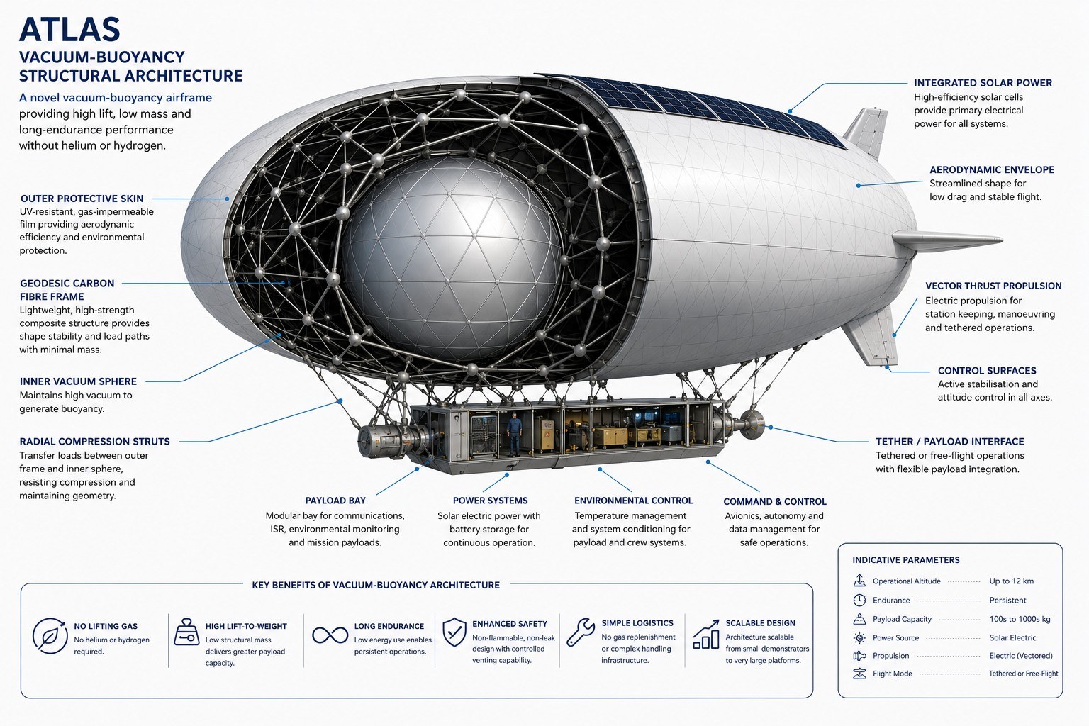 ATLAS concept illustration showing structural architecture and aircraft systems